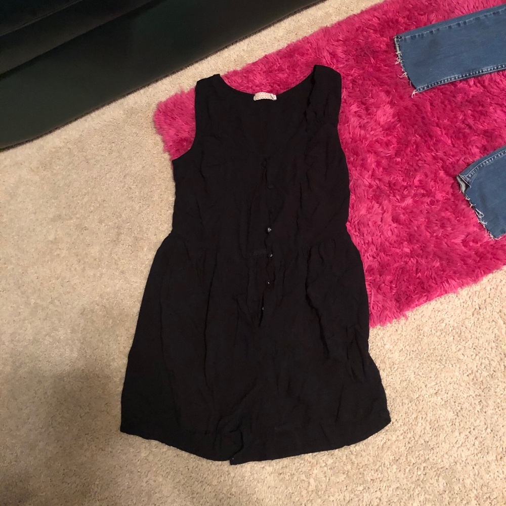 Black Button Up Romper Never Worn - image 1